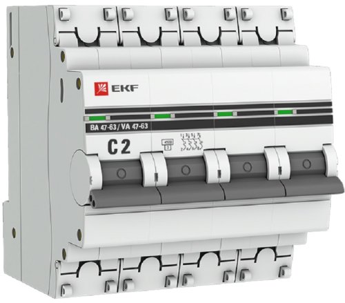 Выключатель автоматический EKF PROxima ВА47-63 4п 2А C 4.5кА картинка